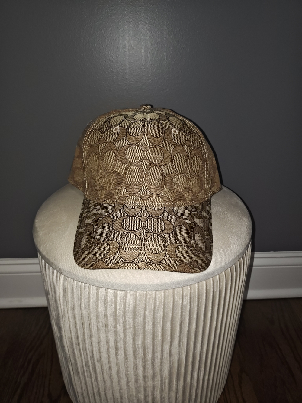 Coach Tan Signature Monogram Baseball Cap